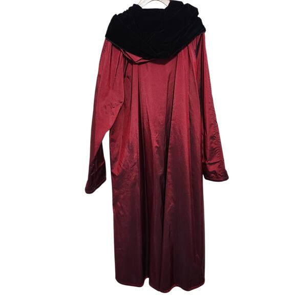 Vtg Plus Size Set 1X Reversible Velvet Coat Hooded Black Red Matching Purse - Picture 12 of 14